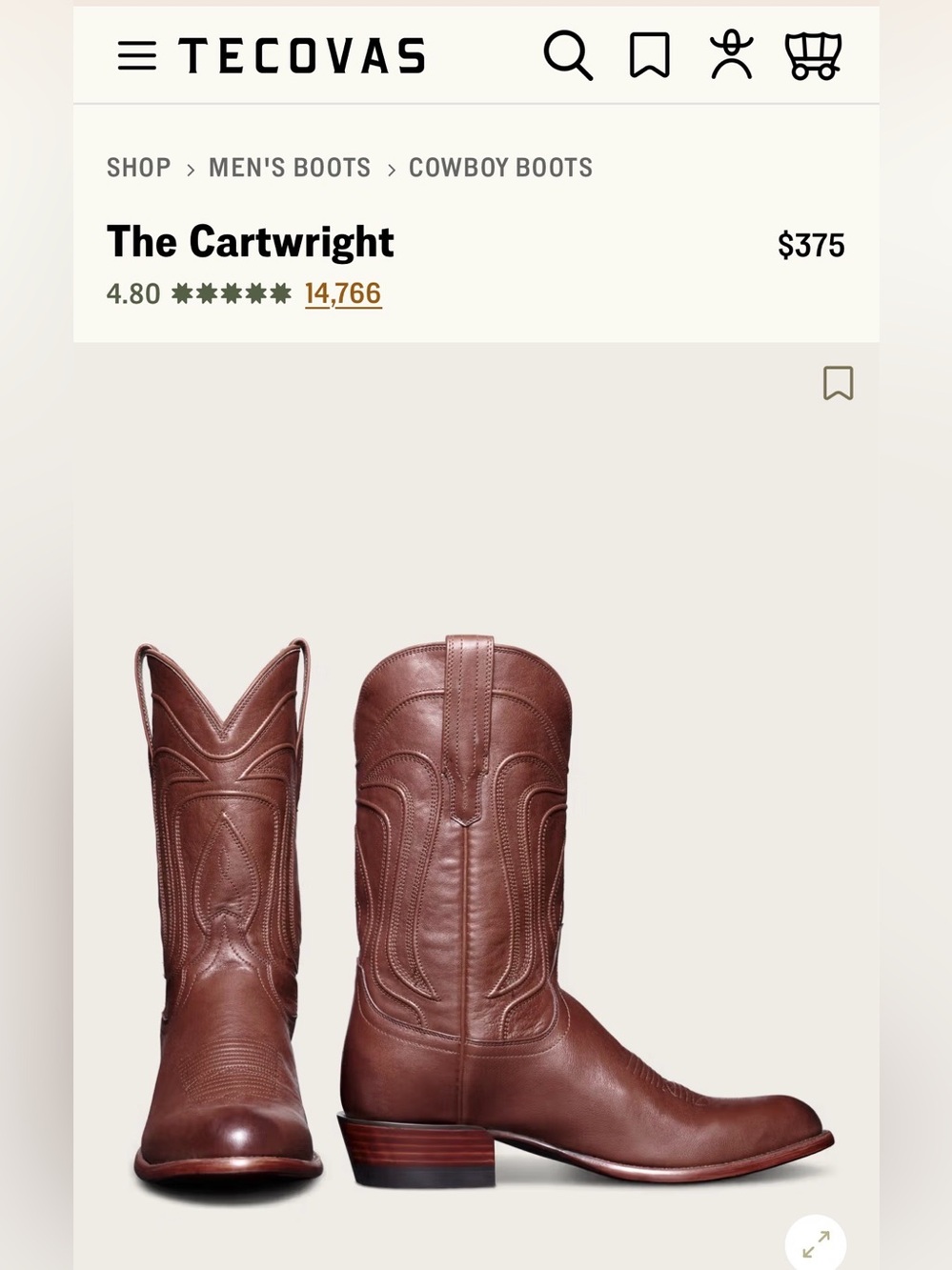 Tecovas The Cartwright Men's Western Leather Cowboy Boots - Brown - Picture 10 of 10